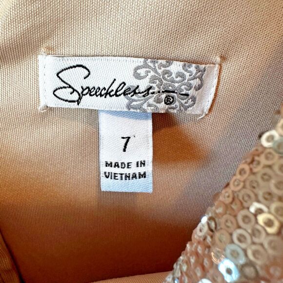 Speechless Black Gold Sequin Short Dress Juniors Size 7 V Neck - Picture 3 of 6